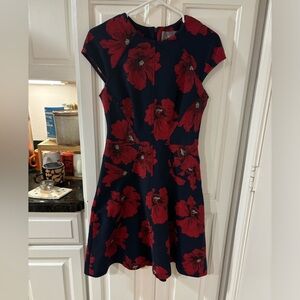 Lela Rose Navy and Red Floral Dress